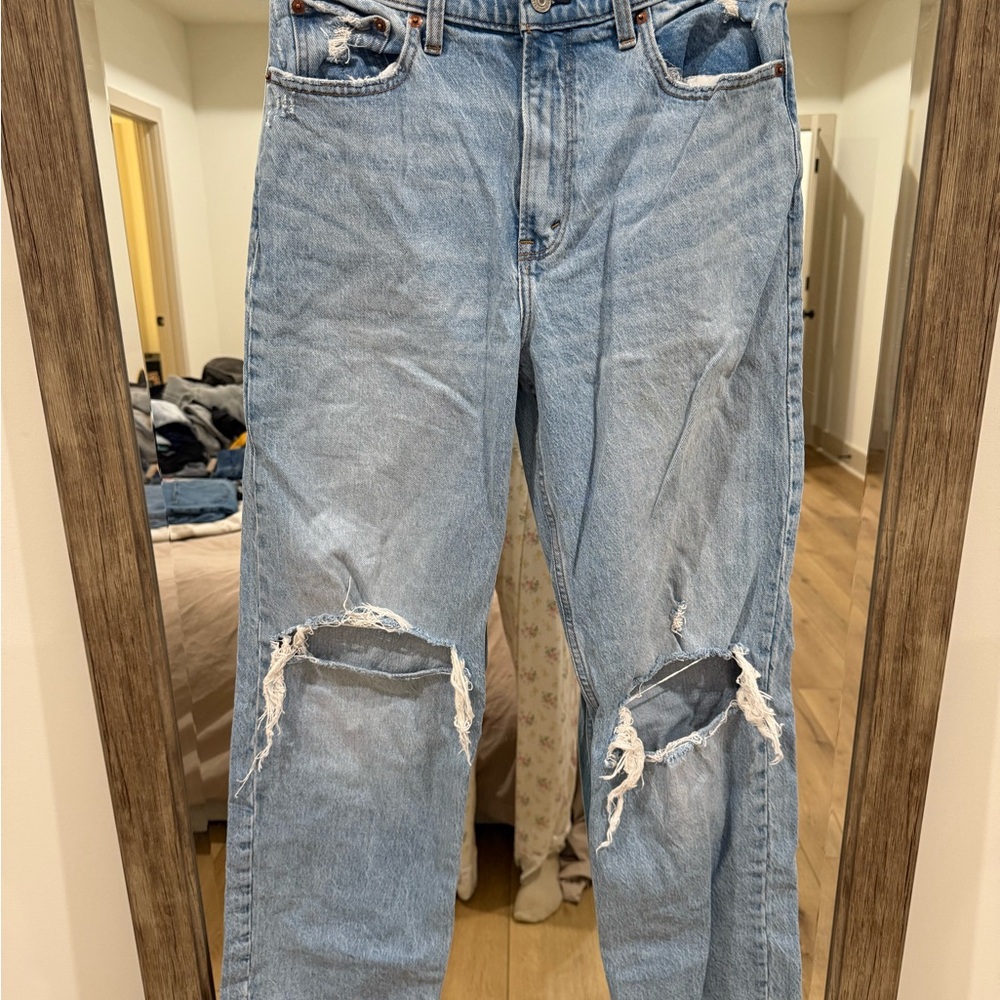 Men's Light Blue Distressed Jeans